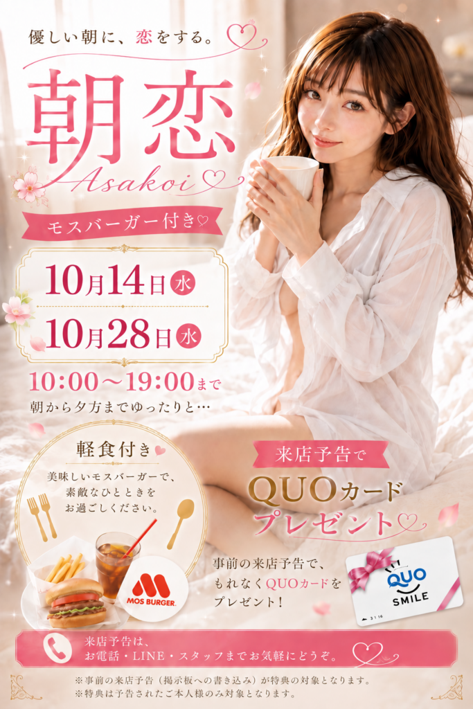 朝恋(10/14・10/28 モスバーガー付き)